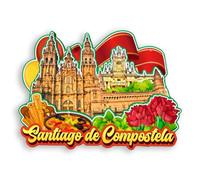 Quwsne Aimant de réfrigérateur Saint Jacques de Compostelle Espagne Souvenirs de voyage en ville Cadeaux touristiques 3D monuments classiques faits à la main Artisanat Décoration de la maison -1548