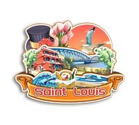 Quwsne Aimant de réfrigérateur Saint Louis Sénégal Souvenirs de voyage en ville Cadeaux touristiques 3D monuments classiques Artisanat fait à la main Décoration de la maison -3099