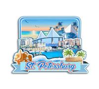 Quwsne Aimant de réfrigérateur Saint-Pétersbourg Floride Amérique Aimant de réfrigérateur souvenir de voyage en ville Cadeaux touristiques 3D monuments classiques Artisanat fait à la main Décoration