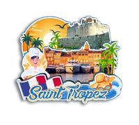 Quwsne Aimant de réfrigérateur Saint Tropez France - Souvenirs de voyage - Cadeaux touristiques 3D - Monuments classiques - Artisanat fait à la main - Décoration d'intérieur - 3509
