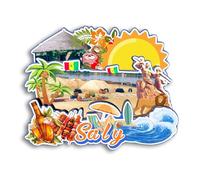 Quwsne Aimant de réfrigérateur Saly Sénégal - Souvenirs de voyage en ville - Cadeaux touristiques 3D - Monuments classiques faits à la main - Décoration d'intérieur - 3100