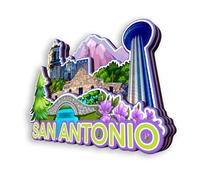 Quwsne Aimant de réfrigérateur San Antonio Texas États-Unis - Souvenirs de voyage en ville - Cadeaux touristiques 3D - Monuments classiques - Artisanat fait à la main - Décoration d'intérieur - 384