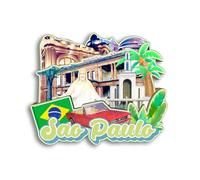 Quwsne Aimant de réfrigérateur Sao Paulo Brésil - Souvenirs de voyage - Cadeaux touristiques 3D - Monuments classiques - Artisanat fait à la main - Décoration d'intérieur - 945