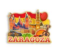 Quwsne Aimant de réfrigérateur Saragosse Espagne Souvenirs de voyage en ville Cadeaux touristiques 3D monuments classiques Artisanat fait à la main Décoration de la maison -1404