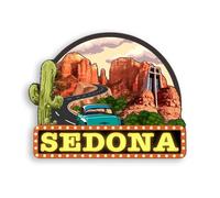 Quwsne Aimant de réfrigérateur Sedona Arizona États-Unis Souvenirs de voyage en ville Cadeaux touristiques 3D monuments classiques Artisanat fait à la main Décoration de la maison -314