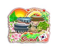 Quwsne Aimant de réfrigérateur Séoul Corée du Sud - Souvenirs de voyage - Cadeaux touristiques 3D - Monuments classiques - Artisanat fait à la main - Décoration d'intérieur - 2556