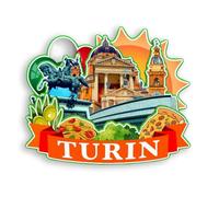 Quwsne Aimant de réfrigérateur Turin Italie Souvenirs de voyage en ville Cadeaux touristiques 3D monuments classiques Artisanat fait à la main Décoration de la maison -1273