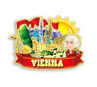 Quwsne Aimant de réfrigérateur Vienne Autriche - Souvenirs de voyage - Cadeaux touristiques 3D - Monuments classiques faits à la main - Décoration d'intérieur - 1586