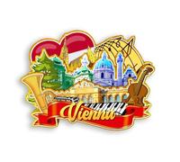 Quwsne Aimant de réfrigérateur Vienne Autriche - Souvenirs de voyage - Cadeaux touristiques 3D - Monuments classiques faits à la main - Décoration d'intérieur - 1585