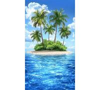 Quxaoqiao DIY 5D Adultes et débutants Diamant Peinture Complète Foret Kit Belle Île Tropicale Motif Broderie Diamant Art Kits Diamond Painting Idéal Pour Décoration Murale Foret Rond 20x35cm AD0675