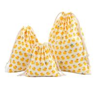 QuxetlRyz Sac à dos à Cordon de Serrage Sac à dos en tissu coton for femmes, 3 tailles, Design d'animaux imprimé, sac de rangement de poche, petit canard jaune, motif Kiwi
