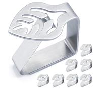 quxup Nappe Clips Anti-Glissant Lot de 8 pinces pour nappe décoratives en acier inoxydable épais - Pour pique-nique, barbecue, mariage, fête (Feuilles)
