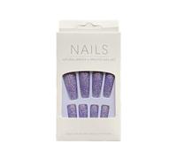 QUXVUIS 1 ensemble pointe française presse sur ongles Extension Bling Extra Long artificiel amovible Salon bricolage cadeaux Kit de manucure pour les filles , H33-violet, gelée , colle