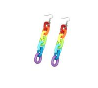 QUXVUIS 1 paire femme boucles d'oreilles fête randonnée rencontres longue gland goutte boucle d'oreille conception Simple arc-en-ciel géométrique acrylique bijoux, Clip d'oreille