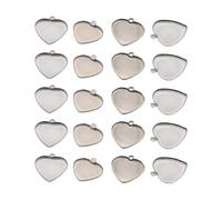 QUXVUIS 100 pièces pendentif coeur forme Cabochon Base réglage plateaux lunette pendentifs inoxydable cinabre loisirs filles accessoires, 19 * 20mm