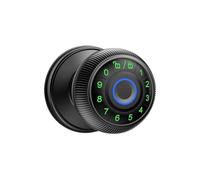 QUXVUIS 2 boutons de porte avec clavier et reconnaissance d'empreintes digitales pour une entrée facile, technologie de chiffrement virtuel, serrure porte électronique en alliage, noir