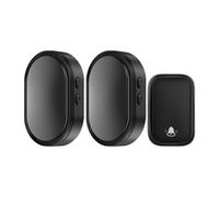 QUXVUIS 3 pièces sans Fil Porte Sonnette Volume Musique réglable Sonnette ménage extérieur Alarme émetteur monté équipement, Le Noir