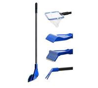 QUXVUIS 5 en 1 Outil de Nettoyage d'aquarium grattoir à Gravier Brosse à Fourche Longue poignée Ensemble en Plastique Pratique ménage Accessoires de réservoir Poisson