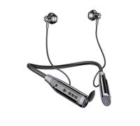 QUXVUIS ABS Cou Suspendu écouteur Compatible Bluetooth 5.0 Puissance Affichage Bouton contrôle Carte mémoire Casque Lecteur de Musique, Noir, Type 1