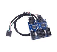 QUXVUIS Adaptateur répartiteur USB 9 Broches pour Carte mère, Longueur env. 30 cm. Hub répartiteur USB 1 vers 2 pour Ventilateur, Noir, Câble 1 à 4