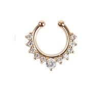 QUXVUIS Anneau de nez clous cerceau ouvert alliage corps Piercing Clip fête d'anniversaire personnalisé Punk bijoux décoration dames, Cristal bleu argenté, montrer comme images