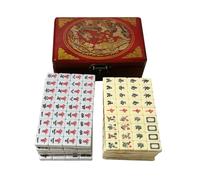 QUXVUIS Boîte de Mahjong Traditionnelle Chinoise en Bois, Facile à Lire et à Transporter. Amusez-Vous en Famille Tout Moment ! Version Portable et Pratique des tuiles de, Double Couleur