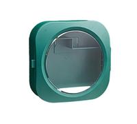 QUXVUIS Boîte de rangement cosmétique murale transparente et visible transparente, il est très pratique de récupérer des articles ménagers, Vert paon, (Circulaire)