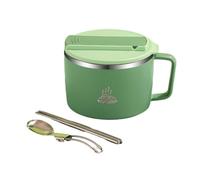 QUXVUIS Bol Ramen en acier inoxydable, facile à nettoyer, couvercle anti-fuite, Portable et élégant, sans danger pour le bol Ramen en acier inoxydable avec couvercle, Vert océan