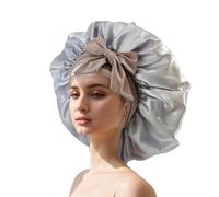 QUXVUIS Bonnet en Satin de soie respirant pour cheveux bouclés, dites adieu Pour aux frisottis, chapeau à large bord en Satin, foulard pour enfants, argenté