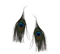 QUXVUIS Boucles d'oreilles pendantes pour homme, élégantes et multicolores, ornées de véritables plumes de paon. Un bijou chic et tendance, parmi les plus en Pour vogue la saison.
