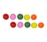QUXVUIS Boutons en bois mélangés Deux trous Ligne pointillée Bouton à usage domestique pour ensemble de couture, 20mm/100 pièces