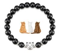 QUXVUIS Bracelet d'attraction d'argent Bracelet de chat inspirant bijoux de chat vibrant choix de cadeau pour les dames folles dame folle, tête de aimanté noir (avec carte)