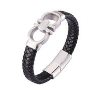 QUXVUIS Bracelet en cuir marron avec boucle réglable pour hommes, choix de cadeau exquis, menottes Punk argentées, taille, 205mm