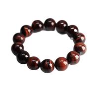 QUXVUIS Bracelet unique en œil de tigre fait avec des perles de pierre naturelle Perles de prière Facile à porter Bracelet unique Cadeau Tenue confortable, Oeil de tigre rouge14MM