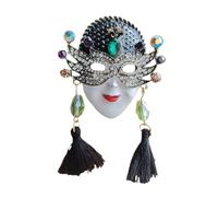 QUXVUIS Broche élégante style chinoise, représentant un Pour masque de reine, ornée de perles colorées et de strass. Bijou raffiné en alliage, idéale pour les tenues