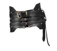 QUXVUIS Ceinture gothique médiévale à boucle en cuir PU, pièce remarquable pour celles et ceux qui souhaitent se démarquer lors d'événements, de cosplay, de costumes de, Noir