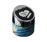 QUXVUIS Cendrier résistant à la rouille pour voiture, expérience de tabagisme élégante et durable, couvercle amovible utilisé pour enlever les cendres, Motif à carreaux bleus