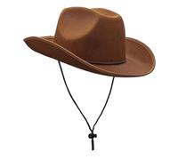 QUXVUIS Chapeau de cowboy élégant, accessoire de mode polyvalent et léger pour les fêtes à thème et les célébrations. Chapeau de cowgirl cosplay, accessoire de costume, Marron foncé, 40x33x14cm