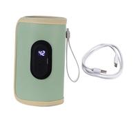 QUXVUIS Chauffe-biberon portable de voyage, idéal pour l'allaitement et le biberon. Rechargeable par USB, il est doté d'un revêtement en velours et peut être connecté à des, vert, 14 x 30 cm