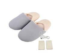 QUXVUIS Chaussures chauffantes, semelles chauffantes rapides, antidérapantes, sac de batterie caché, en coton avec batterie, chaussures en coton thermique pour la maison, Garçon gris taille 39-44