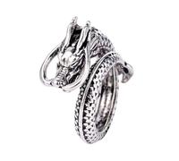 QUXVUIS Chinois Vintage Dragon Anneau Doigts Anneaux Ajustement Bijoux Cool Présent Dame Pour Party Club De Fiançailles De Mariage, Argent, Ouverture réglable
