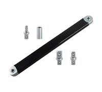 QUXVUIS Clé à douille universelle en acier conçue pour un confort optimal lors d'une utilisation prolongée. Comprend des adaptateurs 3/8 et 1/4, une rallonge et un jeu de rallonges pour les espaces