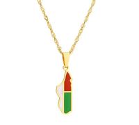QUXVUIS Collier pendentif de carte de Madagascar, pendentif drapeau National cartes pays d'afrique malgache qualité supérieure, cadeau élégant et élégant, Or