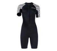 QUXVUIS Combinaison Shorty Adulte 3 mm avec Fermeture éclair Frontale, idéale pour la plongée. Confortable pour la Natation en Eau Froide, Les baignades et Le Surf. Fermeture, Noir, Femme XS