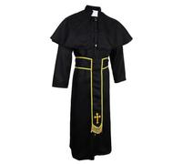 QUXVUIS Costume Religieux d'halloween Original pour Homme : Cape, Manteau et Ceinture de prêtre, idéal pour la Plupart des événements et fêtes. Ensemble d'uniforme de prêtre catholique, Style Romain,