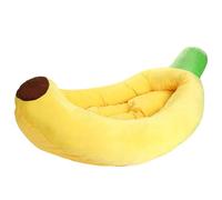 QUXVUIS Coussin et lit Douillet Lavable en Tissu Banane Doux, idéal pour Les Petits et Moyens Animaux de Compagnie, pour Une Utilisation intérieure et extérieure Confortable, Jaune, S