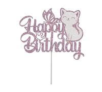 QUXVUIS Décoration de gâteau Joyeux Anniversaire pour Chat, décor de fête sur Le thème du Temps Fabuleux, décor de gâteau Joyeux Anniversaire, Facile à Polyvalent, Violet, 1 pièce, 5.9 Pouces
