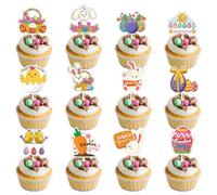 QUXVUIS Décoration de gâteau sur le thème de pâques, 12 pièces, décoration fête à domicile, drapeau Cupcake joyeuses pâques en papier, Cupcake joyeuses