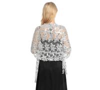 QUXVUIS Écharpe de broderie élégante foulards de légers robe soirée châle demoiselle d'honneur paillettes mariage faire face châles dames, Argent clair, Au-dessus 175 cm