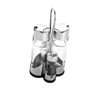 QUXVUIS Ensemble élégant d'huilier-vinaigrier avec support, comprenant des pots à épices en verre, un porte-huilier et un ensemble à vinaigrette.